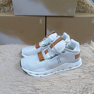 On Cloud Running White and Brown Sneakers